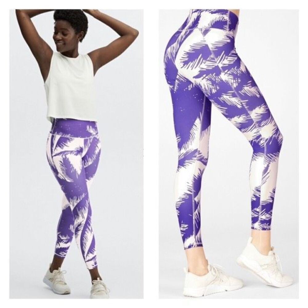 NWT FABLETICS High Waisted Tropical PureLuxe 7/8 Paradiso Leggings Purple Small‎